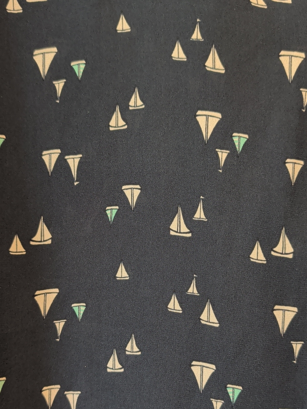 Catherines Navy Button-Front Blouse with White & Teal Sailboat Print - Picture 3 of 4